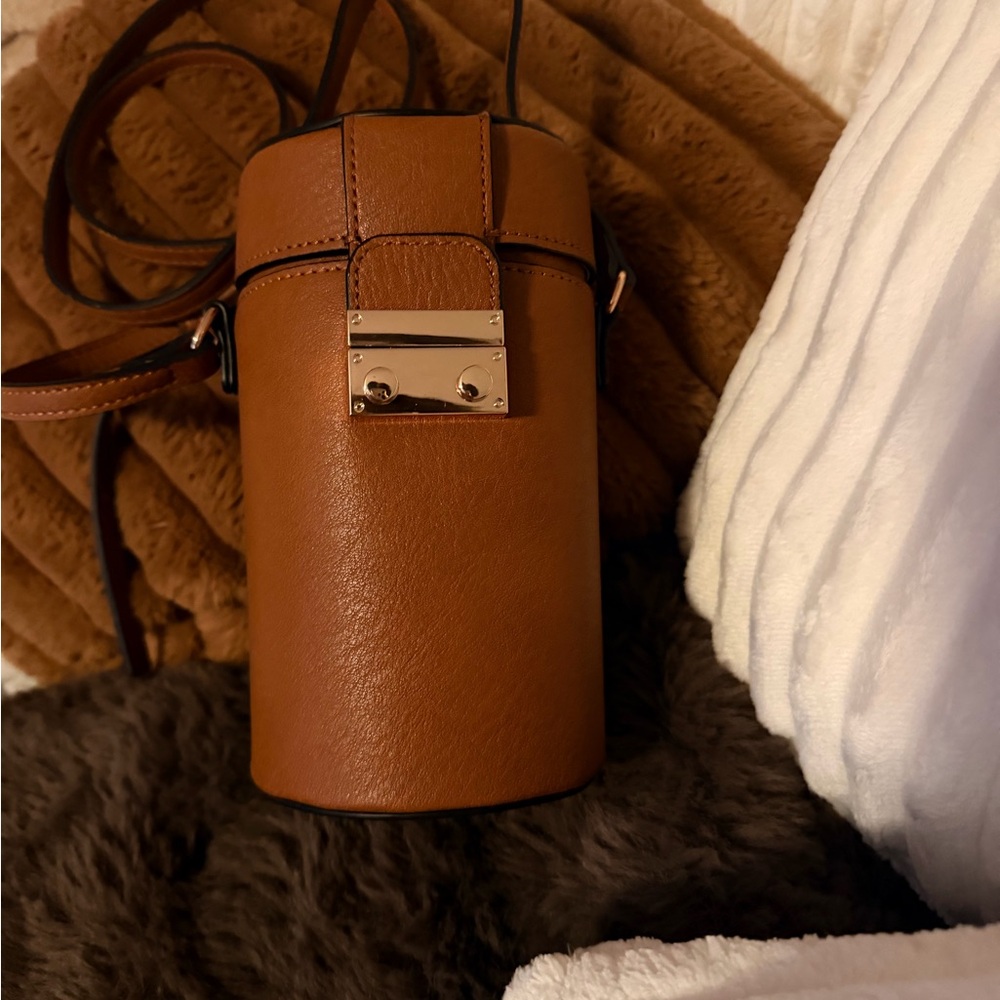 Brown Cylinder Crossbody Bag